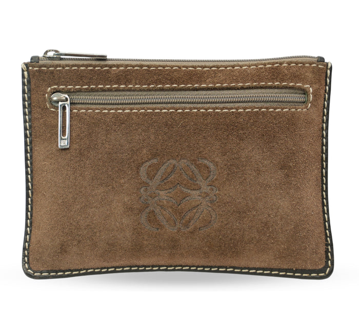 Suede Anagram Flat Pouch