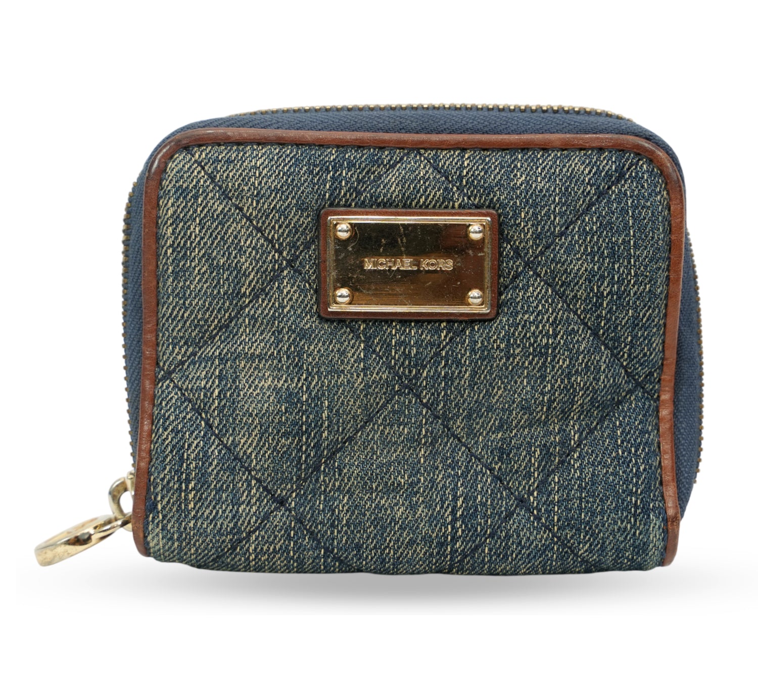 Michael Kors Jet Set Small Quilted Denim Zip-Around Wallet