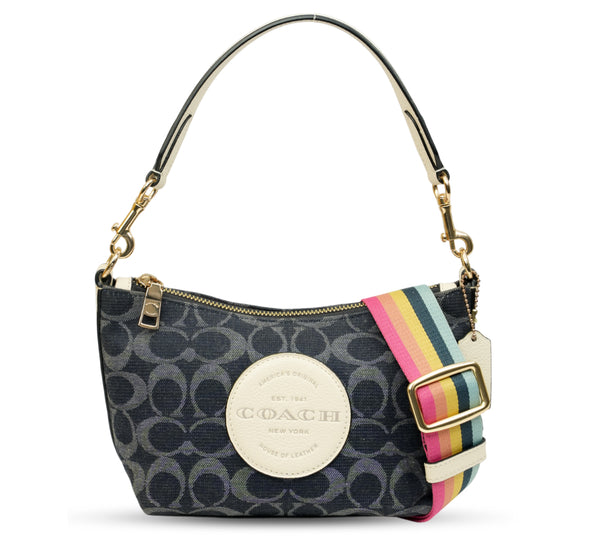 Dempsey Blue/Off White Denim Logo Jacquard Patch Shoulder Bag