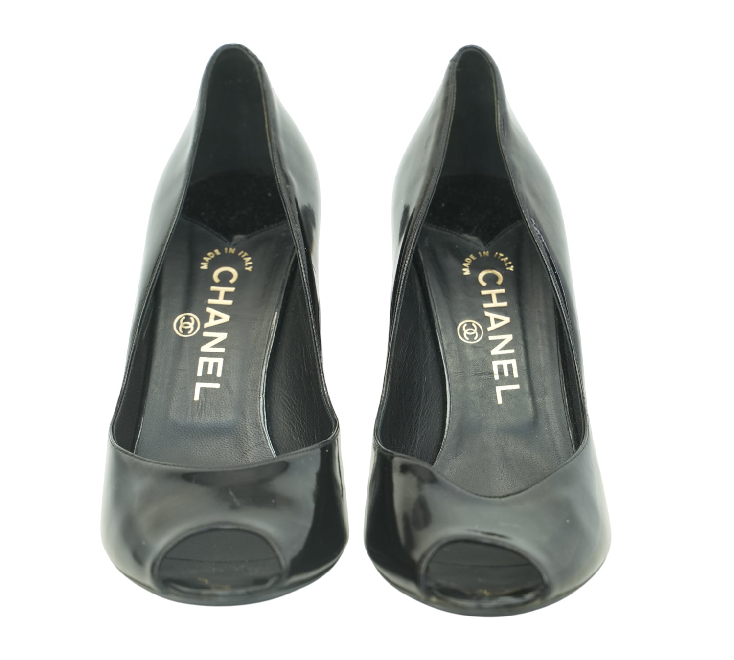 Black Patent Leather Peep-Toe Pump Size 40 – Eur