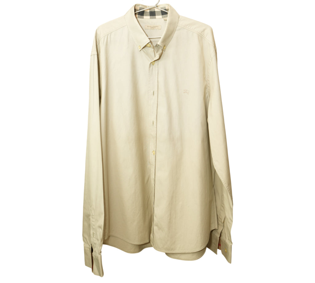 Light Beige Classic Fit Stretch Cotton Poplin Shirt Size - LG