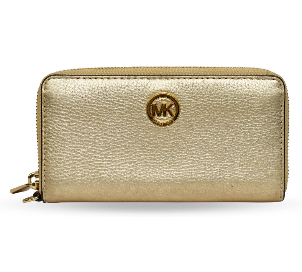 Pale Gold Fulton Zip-Around Leather Wallet