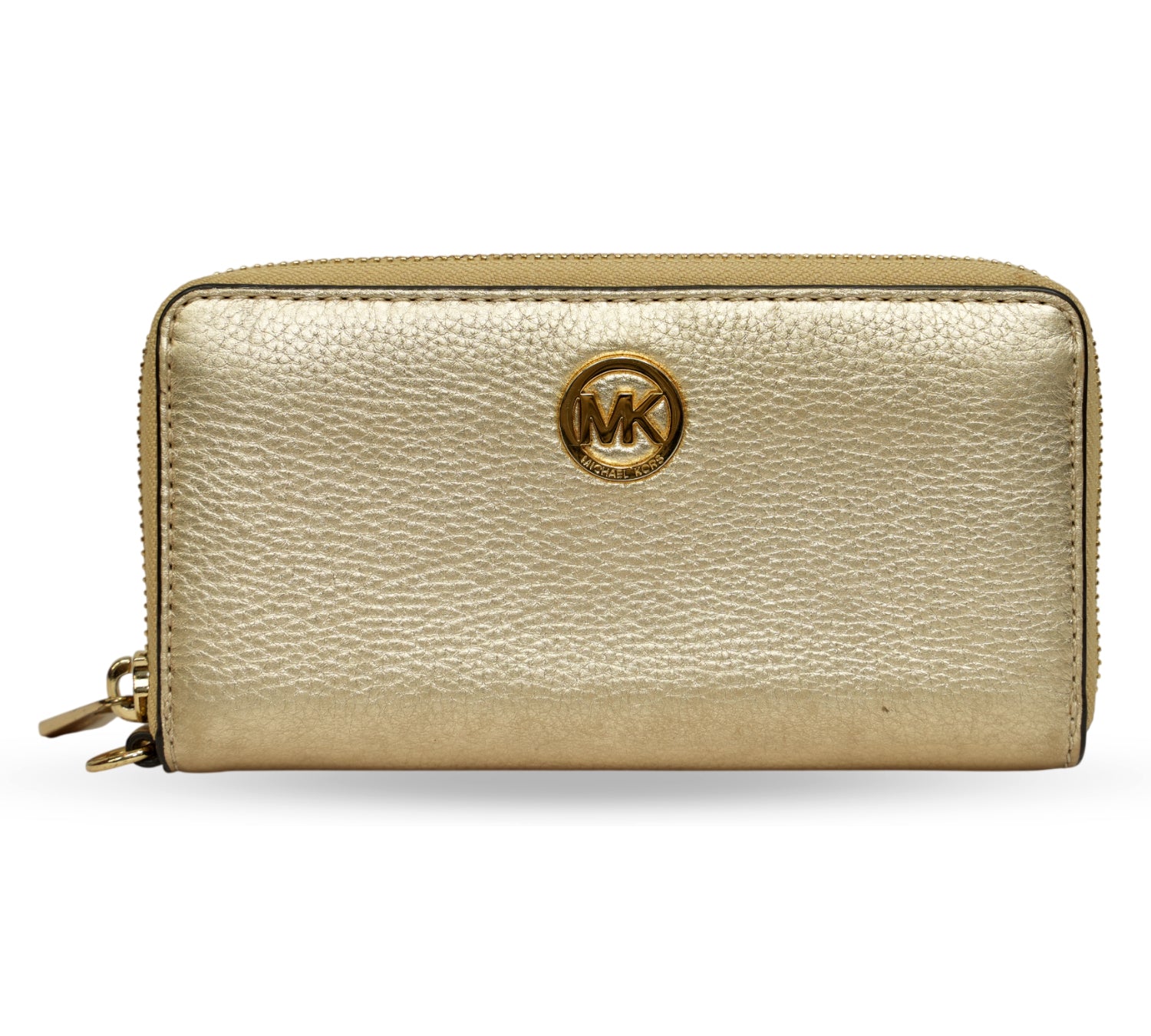 Pale Gold Fulton Zip-Around Leather Wallet