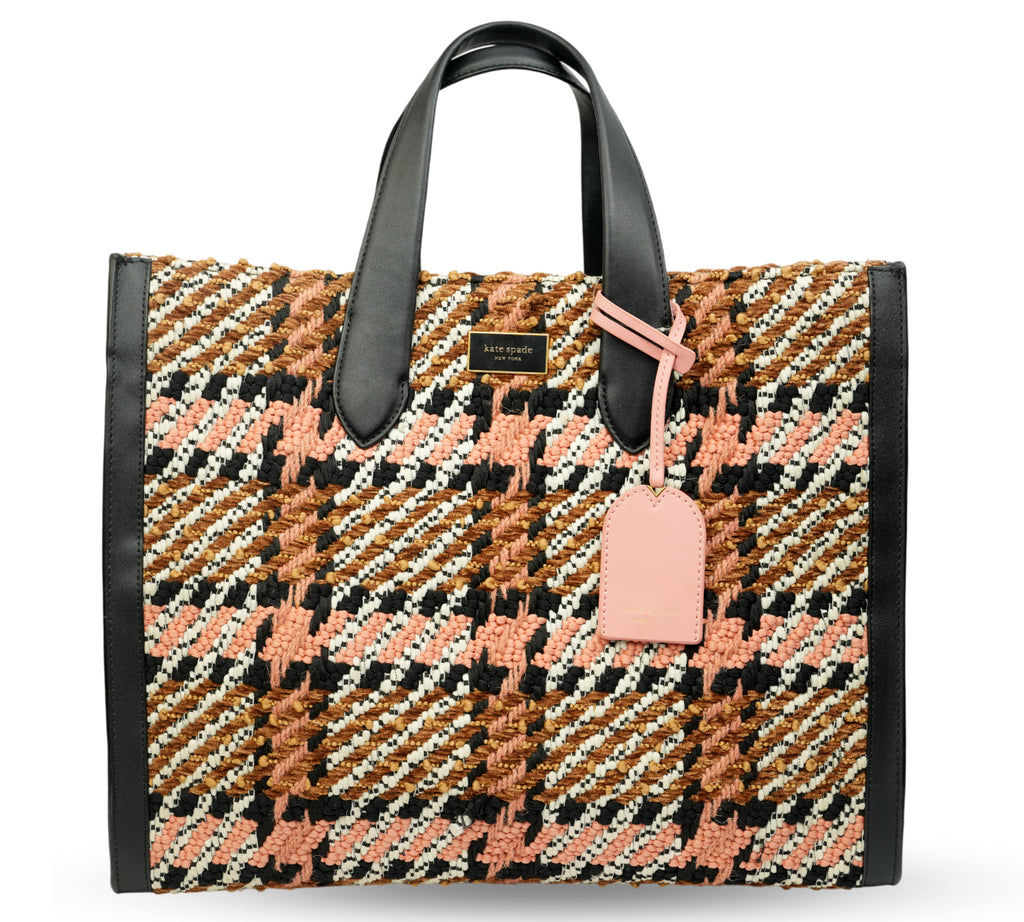 Manhattan Plaid Chunky Woven Fabric Large Tote