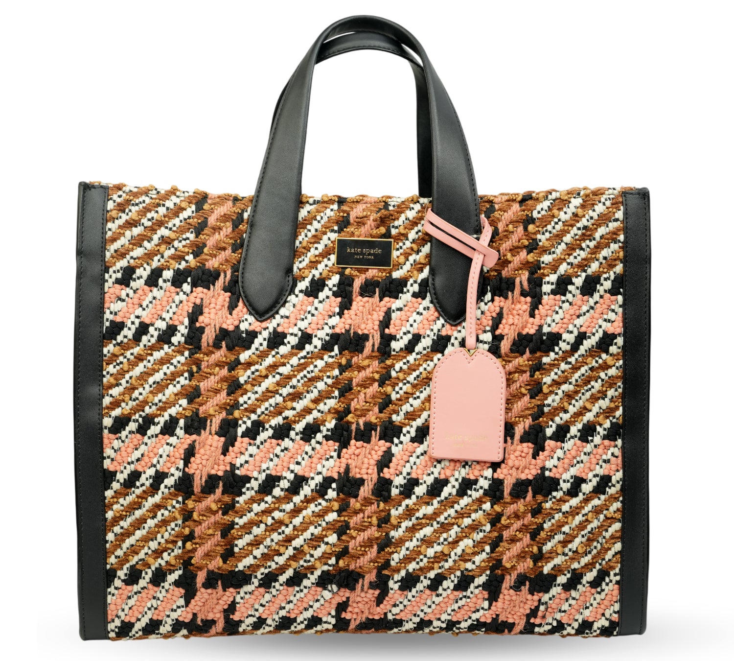 Kate Spade Manhattan Plaid Chunky Woven Fabric Large Tote