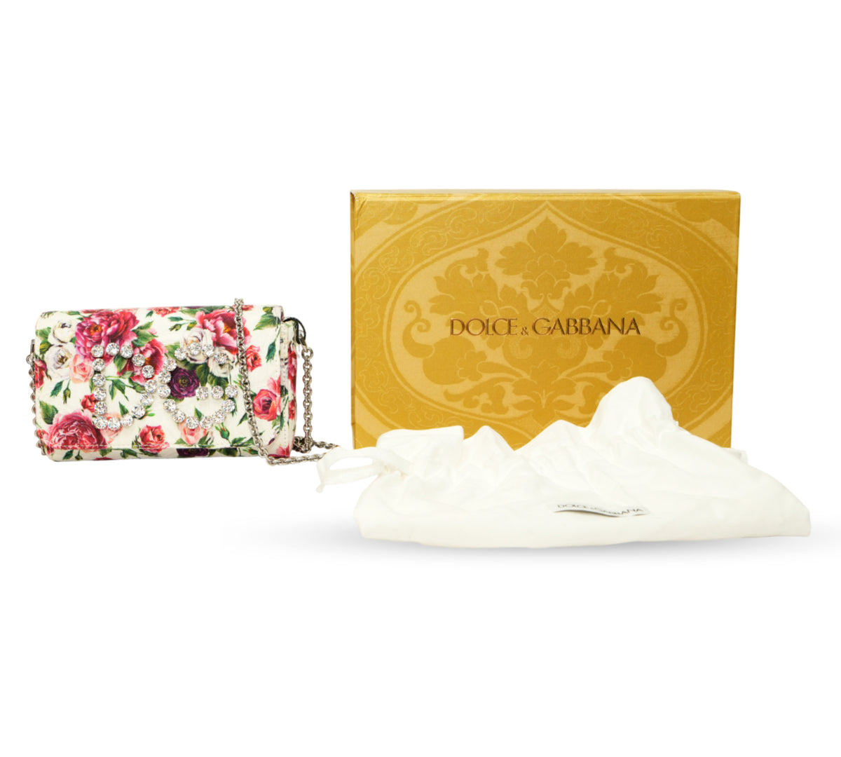 Dolce & Gabbana DG Girls Rose Print Brocade Shoulder Bag