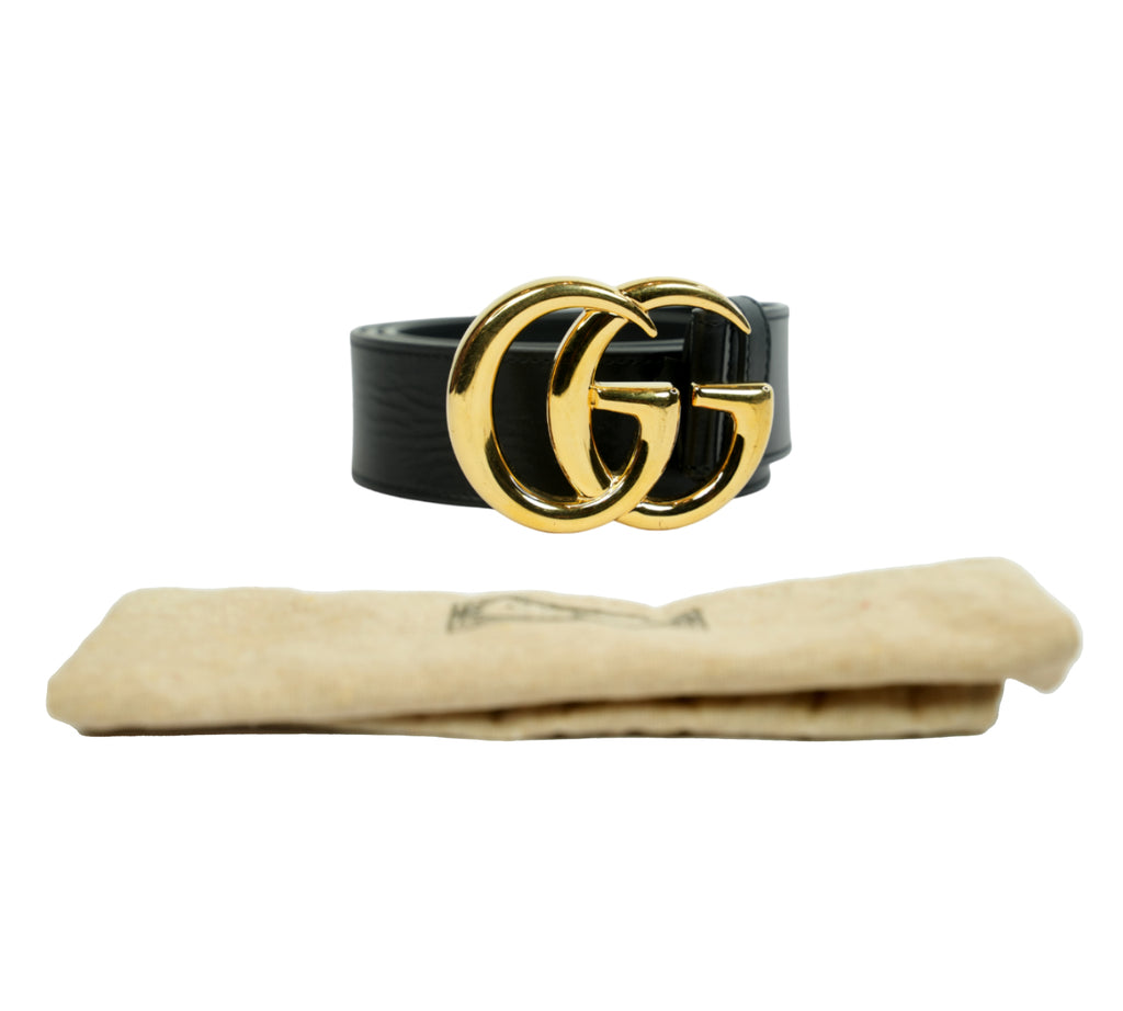 GG Marmont Black Leather Belt Size - 90 Cm