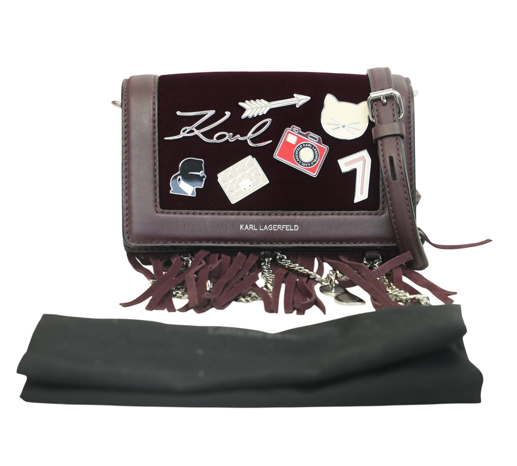 Burgundy K/Klassik Pins Fringe Crossbody Bag