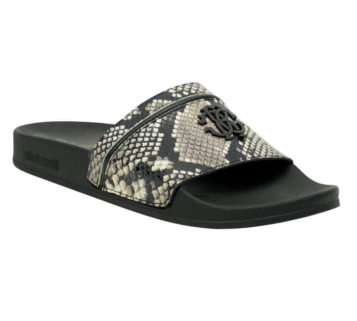 Snakeskin Print Logo Slide Sandals Size 43 - Eur