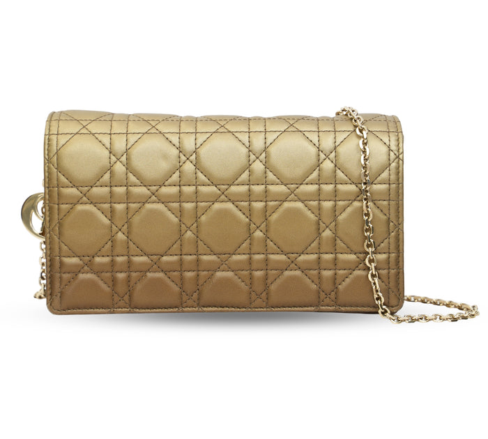 Metallic Lambskin Cannage Miss Dior Promenade Wallet On Chain