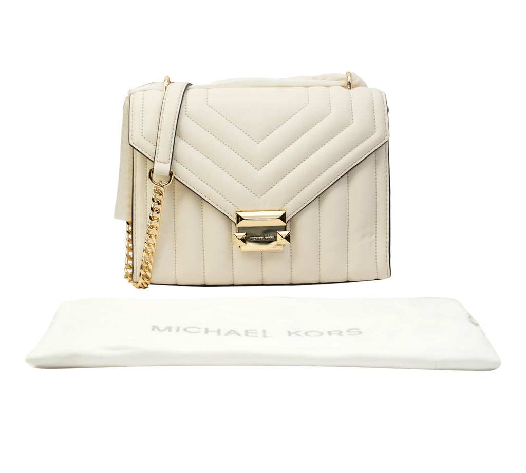 Optic White Whitney Medium Quilted Leather Shoulder Bag