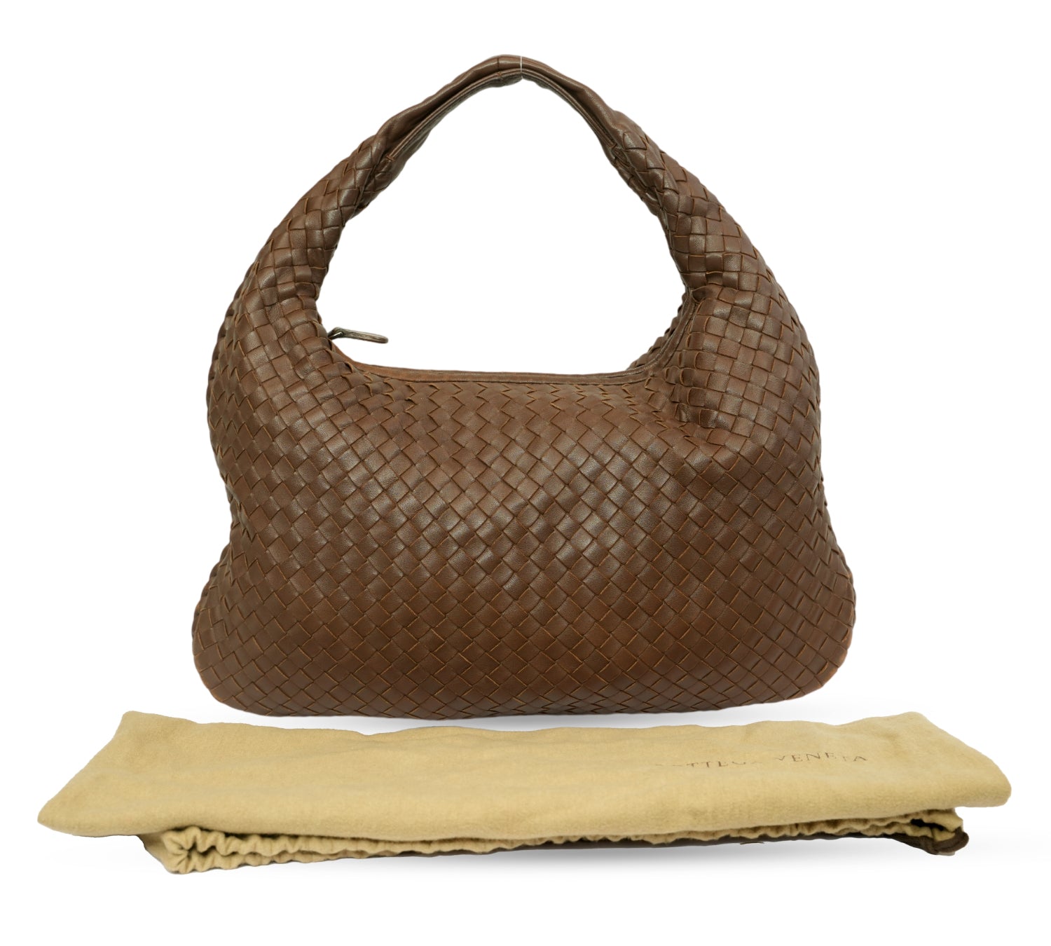 Brown Intrecciato Veneta Hobo Bag