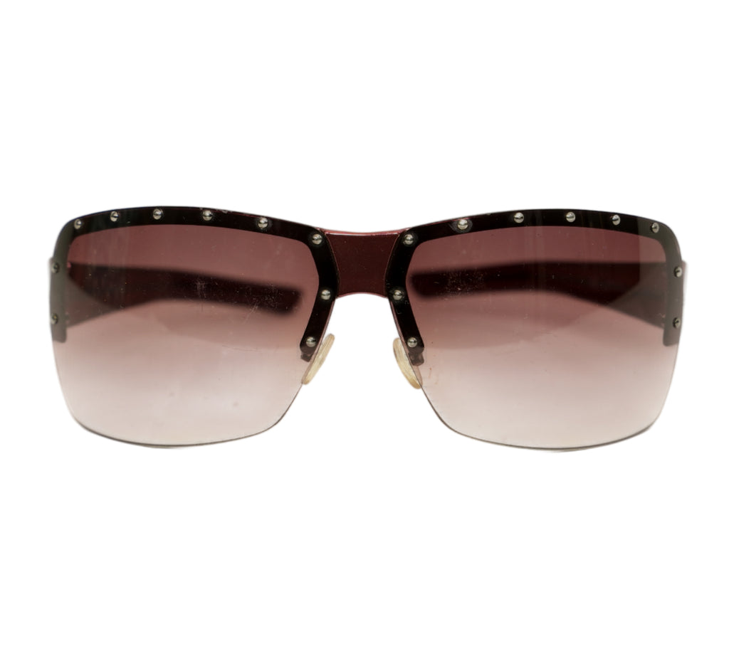 Studded Rimless Shield Sunglasses
