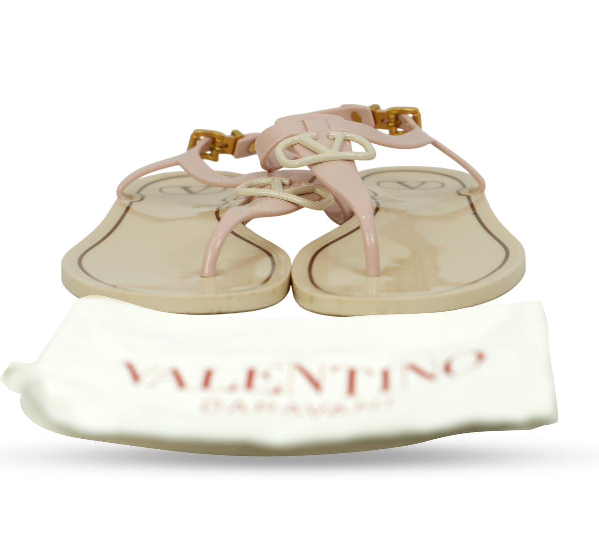 Valentino  Garavani VLogo Rubber T-Strap Thong Jelly Sandals Size 40 - Eur