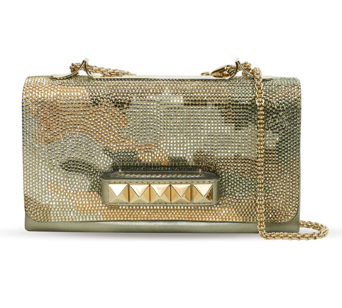 Garavani Rockstud Va Va Voom Crystal Camouflage Flap Bag