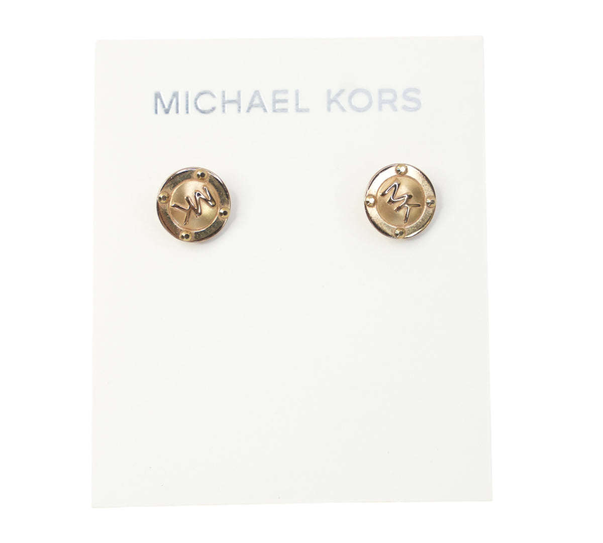 Michael Kors Heritage Logo Button Stud Earrings