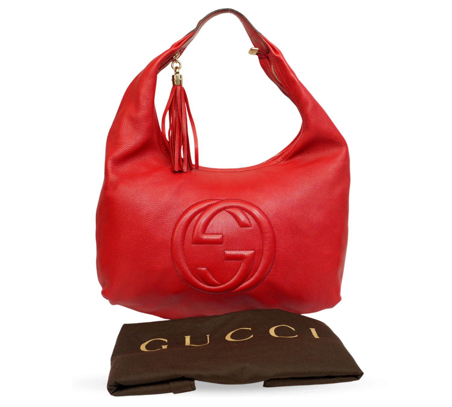 Red Soho Leather Large Hobo Bag