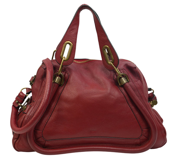Red Pebbled Leather Medium Paraty Bag
