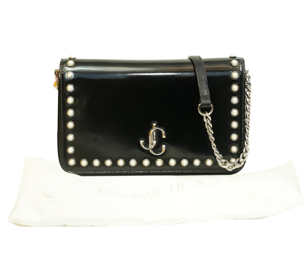 Black Varenne Leather & Pearl Clutch Bag