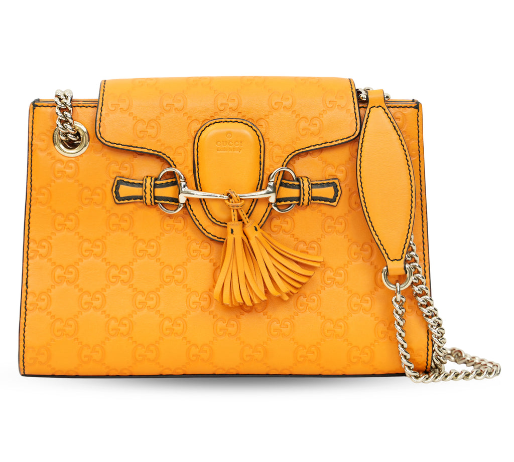 Orange Guccissima Emily Chain Flap Shoulder Bag