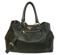 Black Vitello Daino Front Pocket Convertible Tote