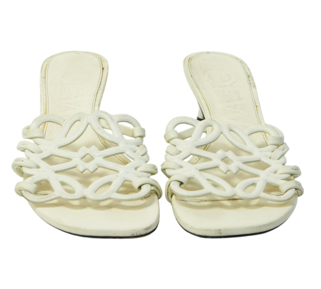 Petal Anagram Leather Slide Sandals Size 37 - Eur