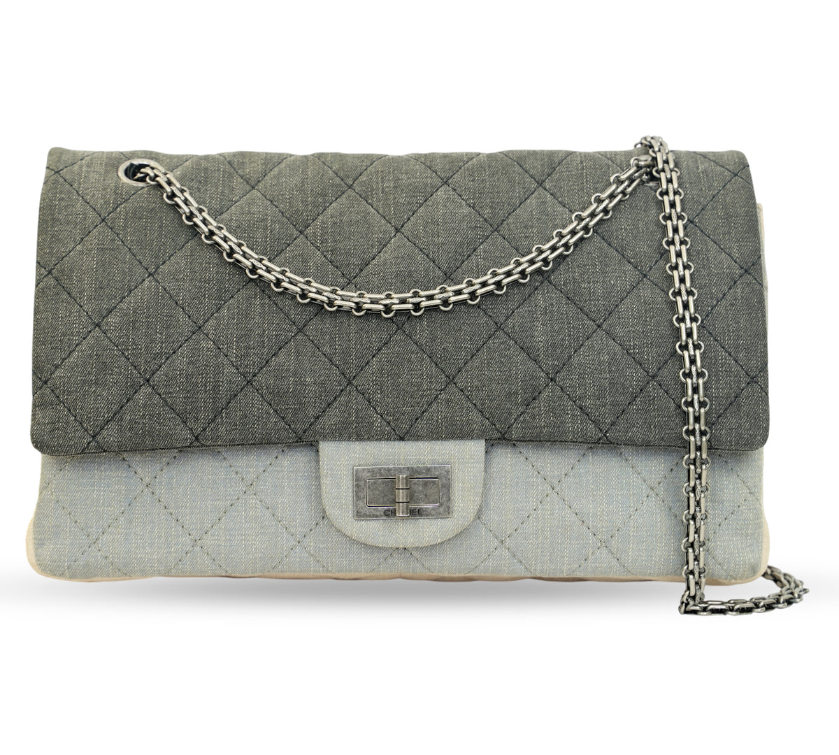 Chanel   Tricolor Quilted Denim Reissue 2.55 Double Flap Bag