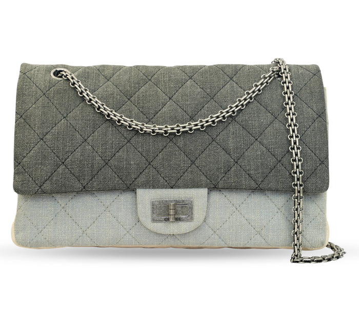 Tricolor Quilted Denim Reissue 2.55 Double Flap Bag