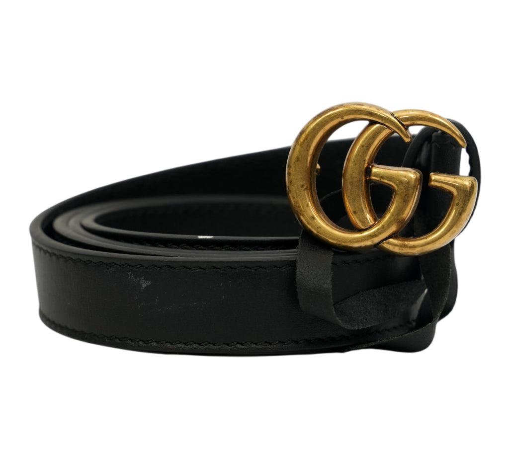 GG Marmont Black Leather Belt Size - 80 Cm