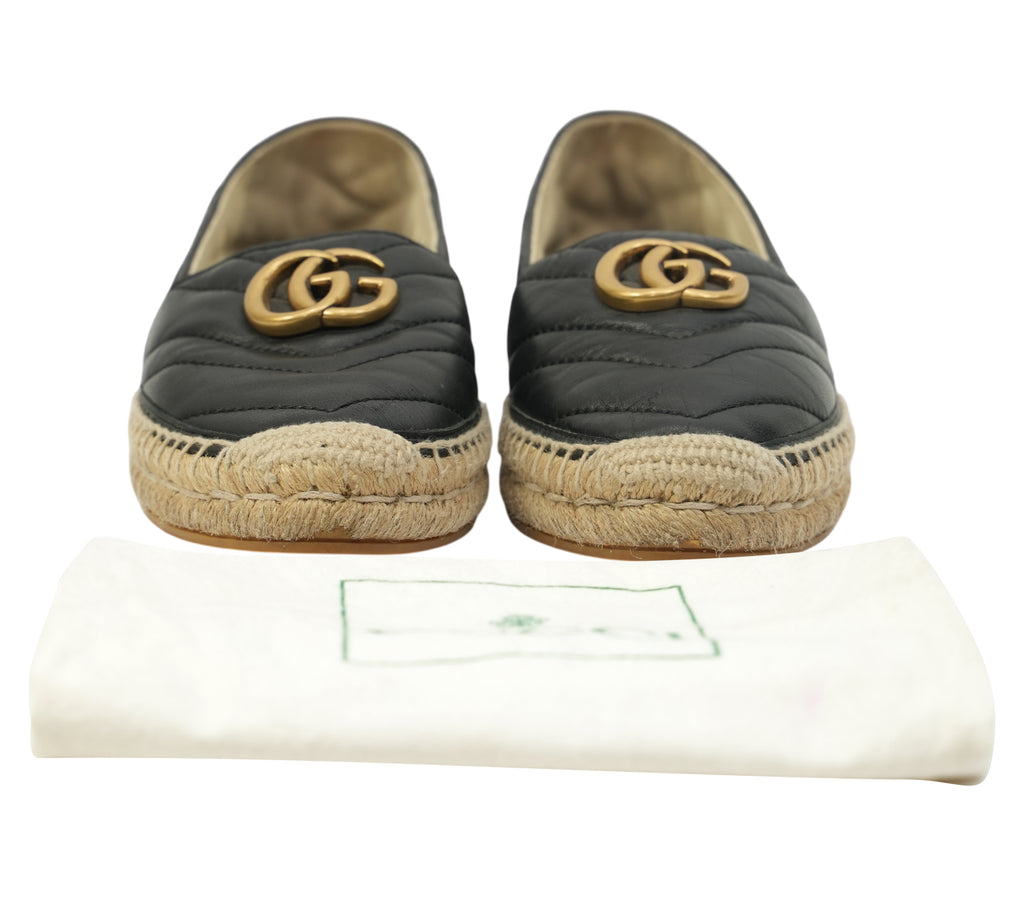 Double G Matelassé Leather Espadrilles Size 35 - Eur