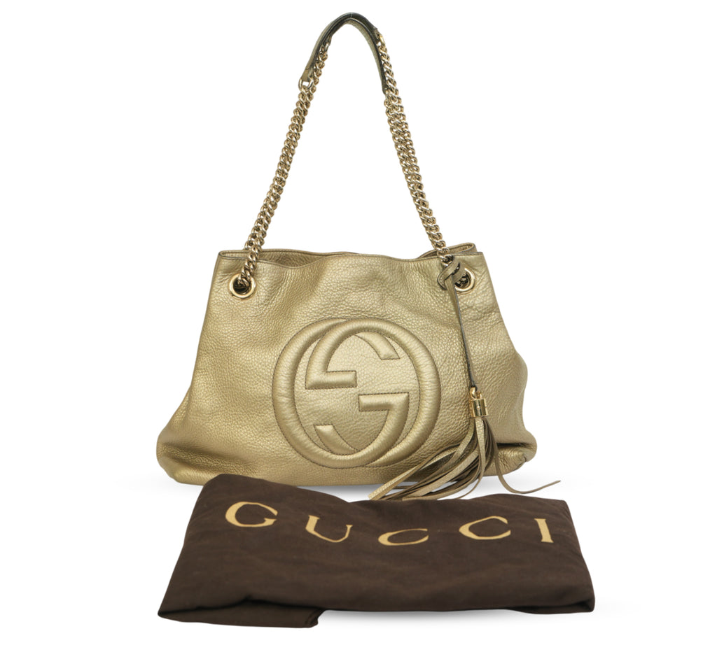 Soho Pebbled Leather Medium Chain Shoulder Tote