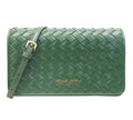 Moss Green Jet Set Medium Woven Crossbody Bag