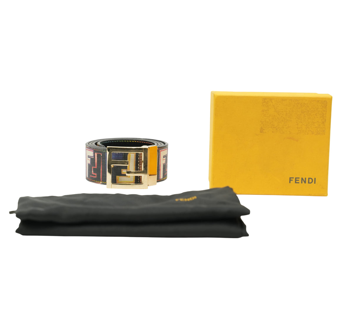 Fendi  Multicolor Zucca Coated Canvas FF Logo Belt Size - 95 Cm