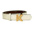 White K/Block Leather Belt Size - 85 Cm