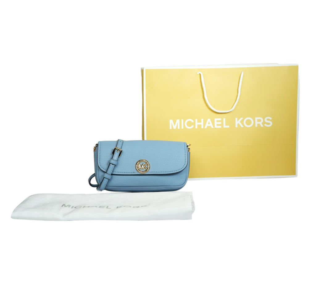 Chambray Nolita Small Pebbled Leather Flap Crossbody Bag