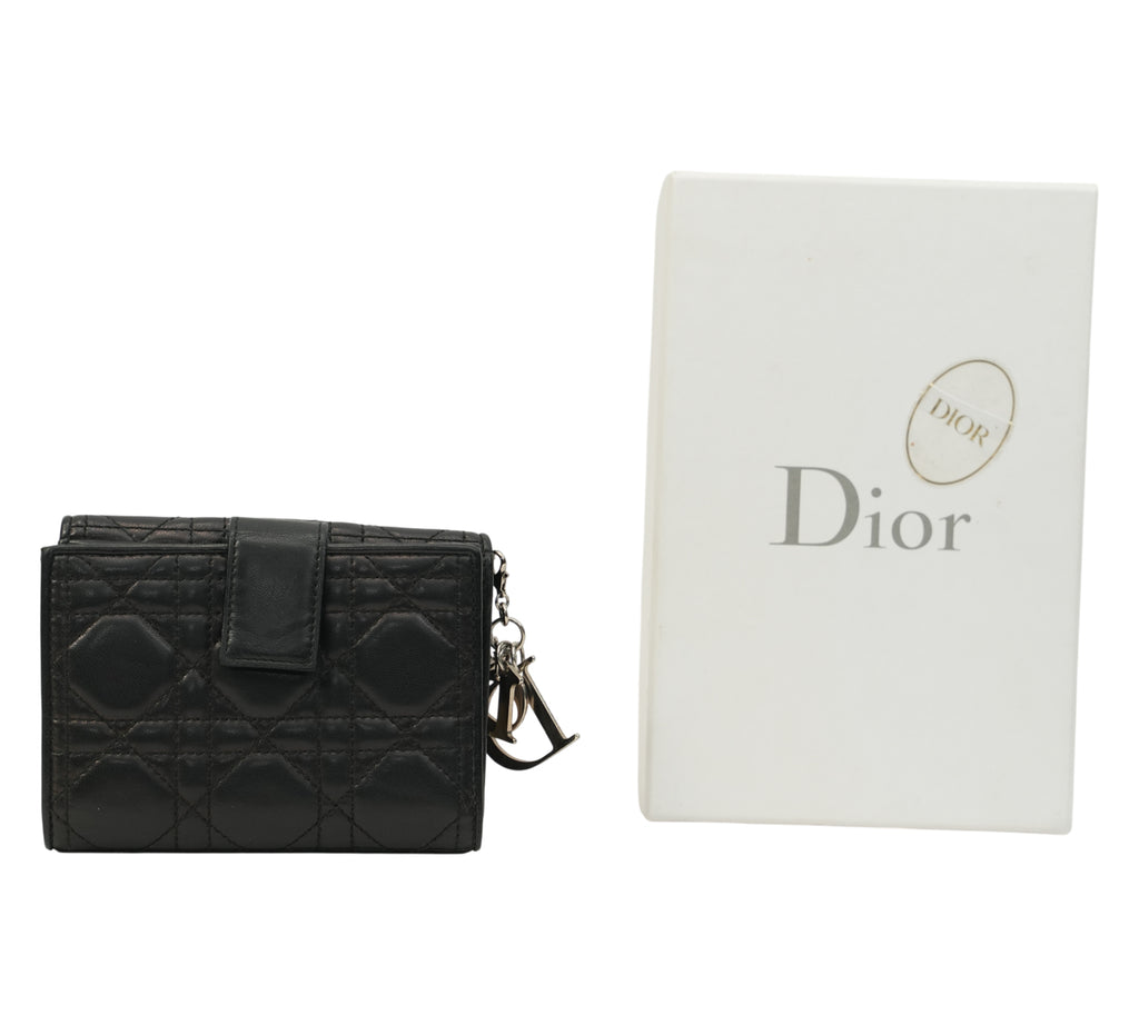 Black Cannage Lambskin Lotus Wallet