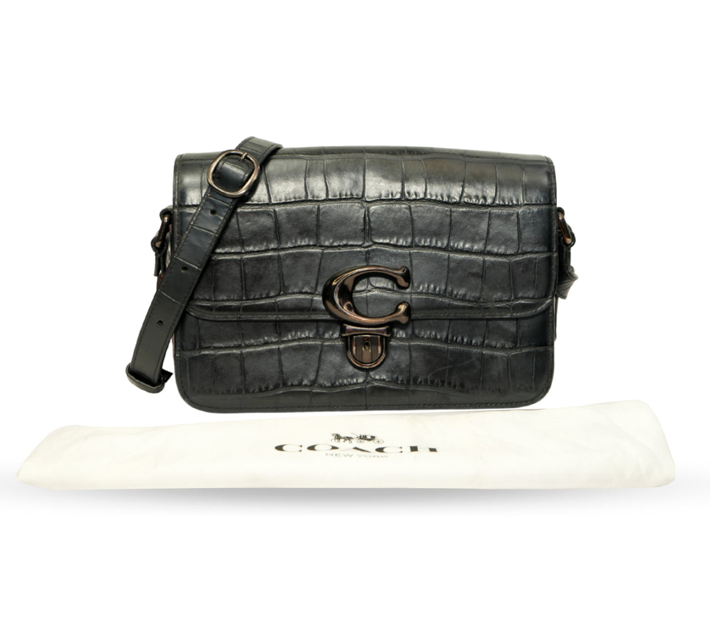 Croc-Embossed Studio Shoulder Bag