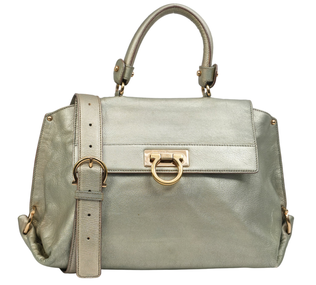 Metallic Grained Calfskin Medium Sofia Satchel