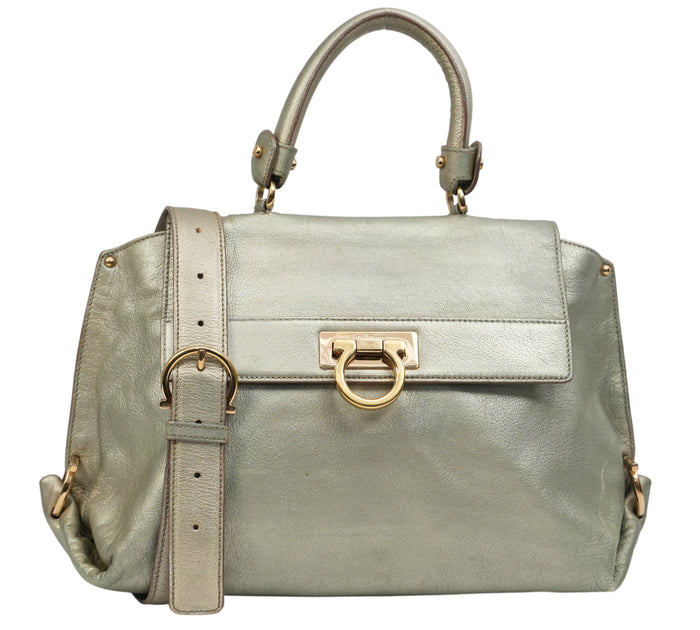 Metallic Grained Calfskin Medium Sofia Satchel