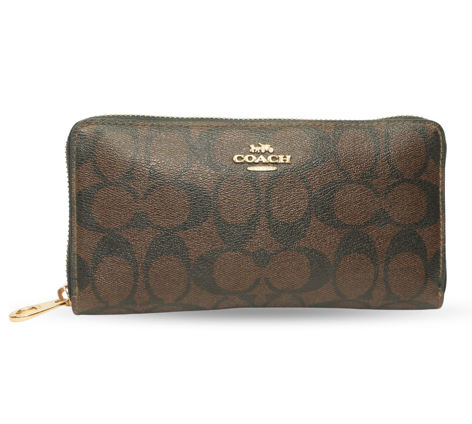 Coach Signature Canvas Long Zip Around Wallet
