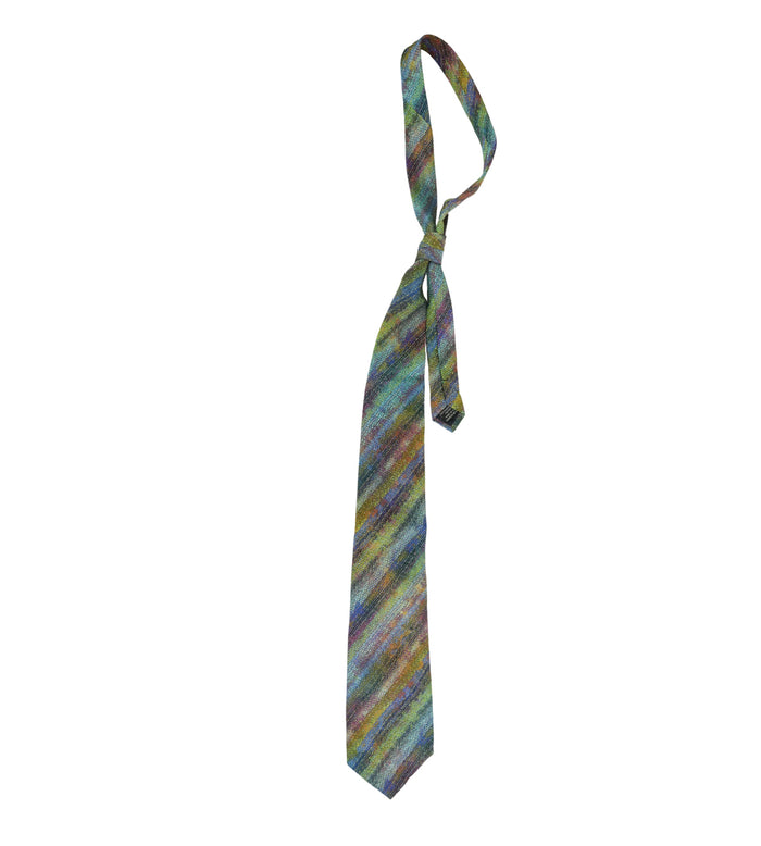 Vintage Cravatte Multicolor Diagonal Stripe Silk Tie
