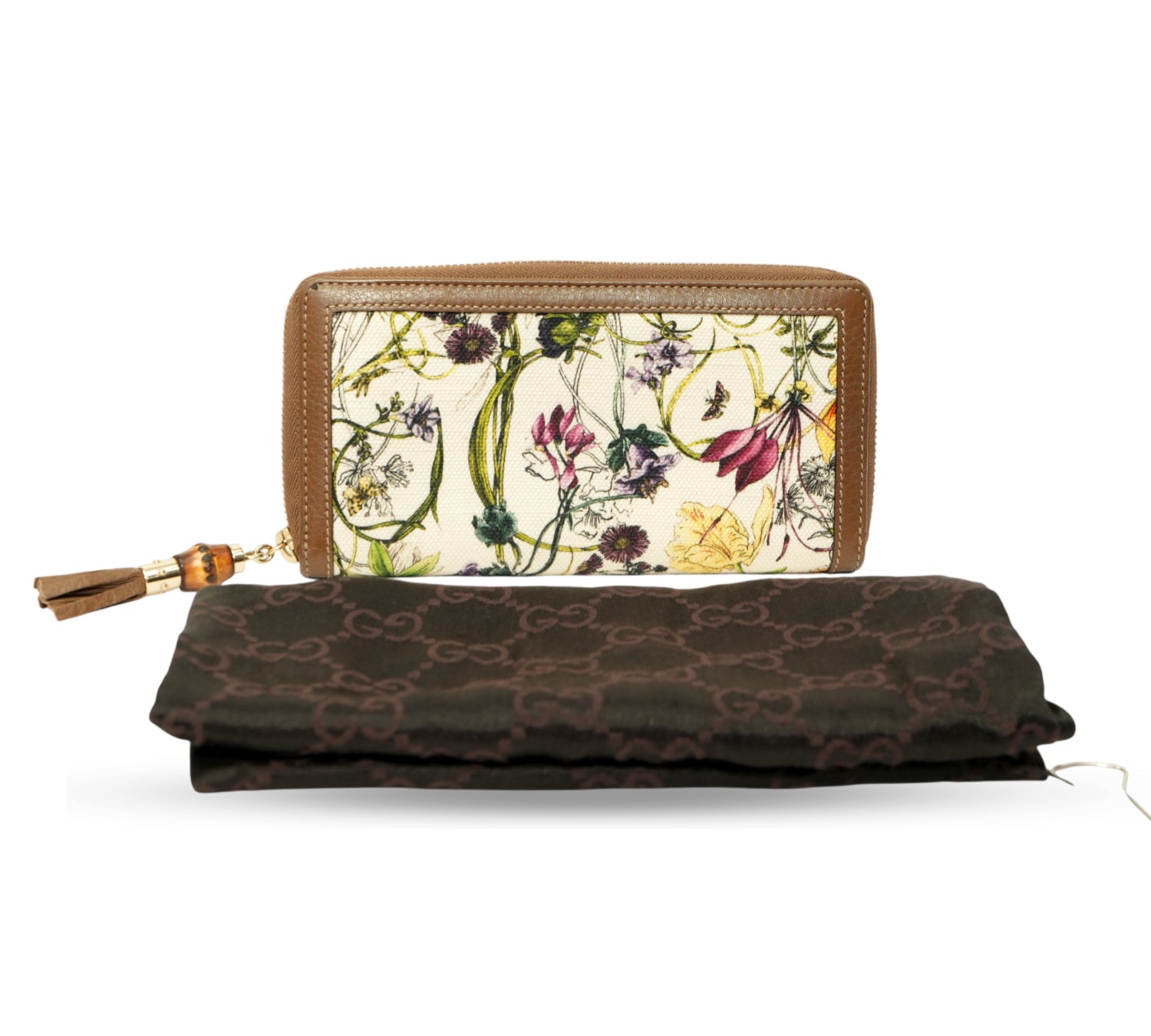 Flora Infinity Print Bamboo Tassel Zip Around Wallet