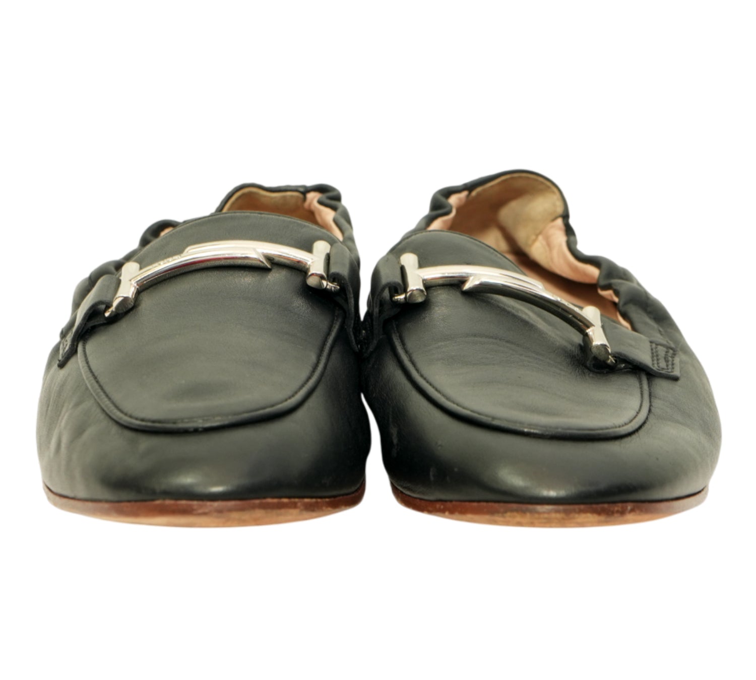 Tods  Double T Leather Elastic Back Loafers Size 38.5 - Eur