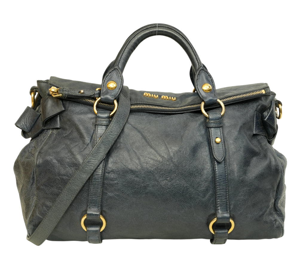 Vitello Lux Bow Satchel Bag