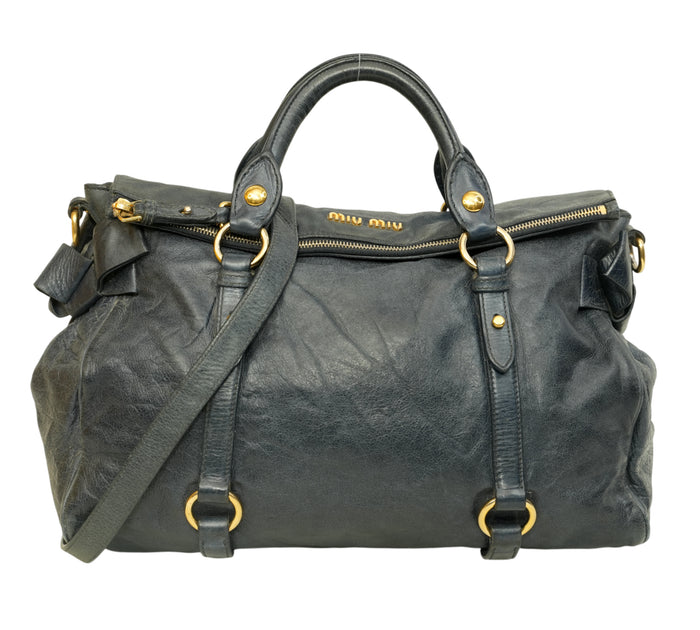 Vitello Lux Bow Satchel Bag