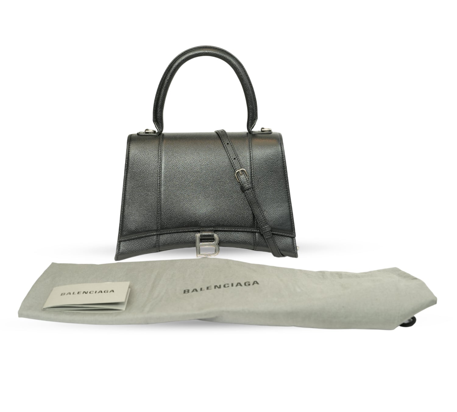 Black Hourglass Top Handle Bag