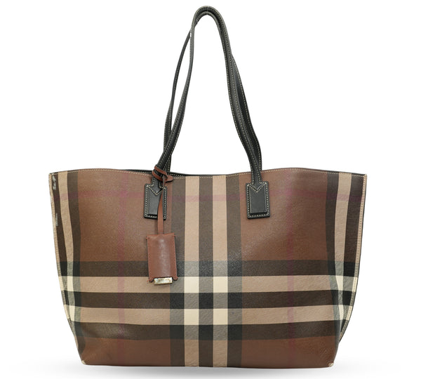 Dark Birch Brown Medium Check Tote Bag