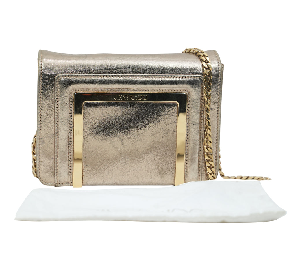 Metallic Gold Leather Ava Crossbody Bag