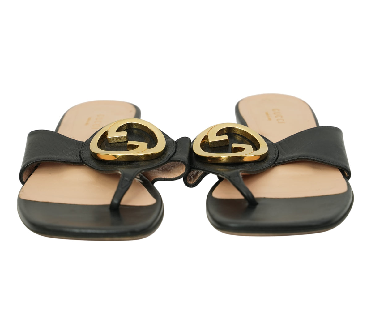 Gucci   Black Blondie Leather Thong Sandal Size 36.5 - Eur