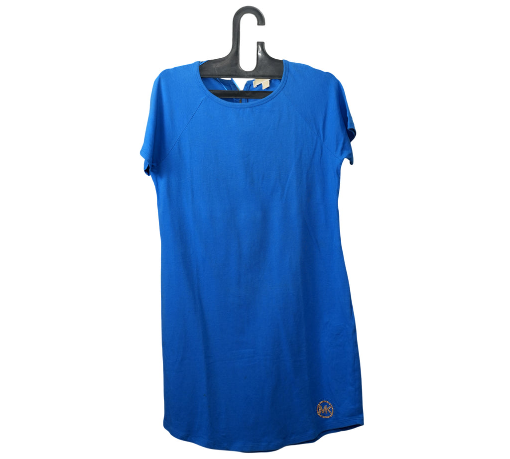 Blue Short-Sleeve Zip-Back Tee Dress Size - S